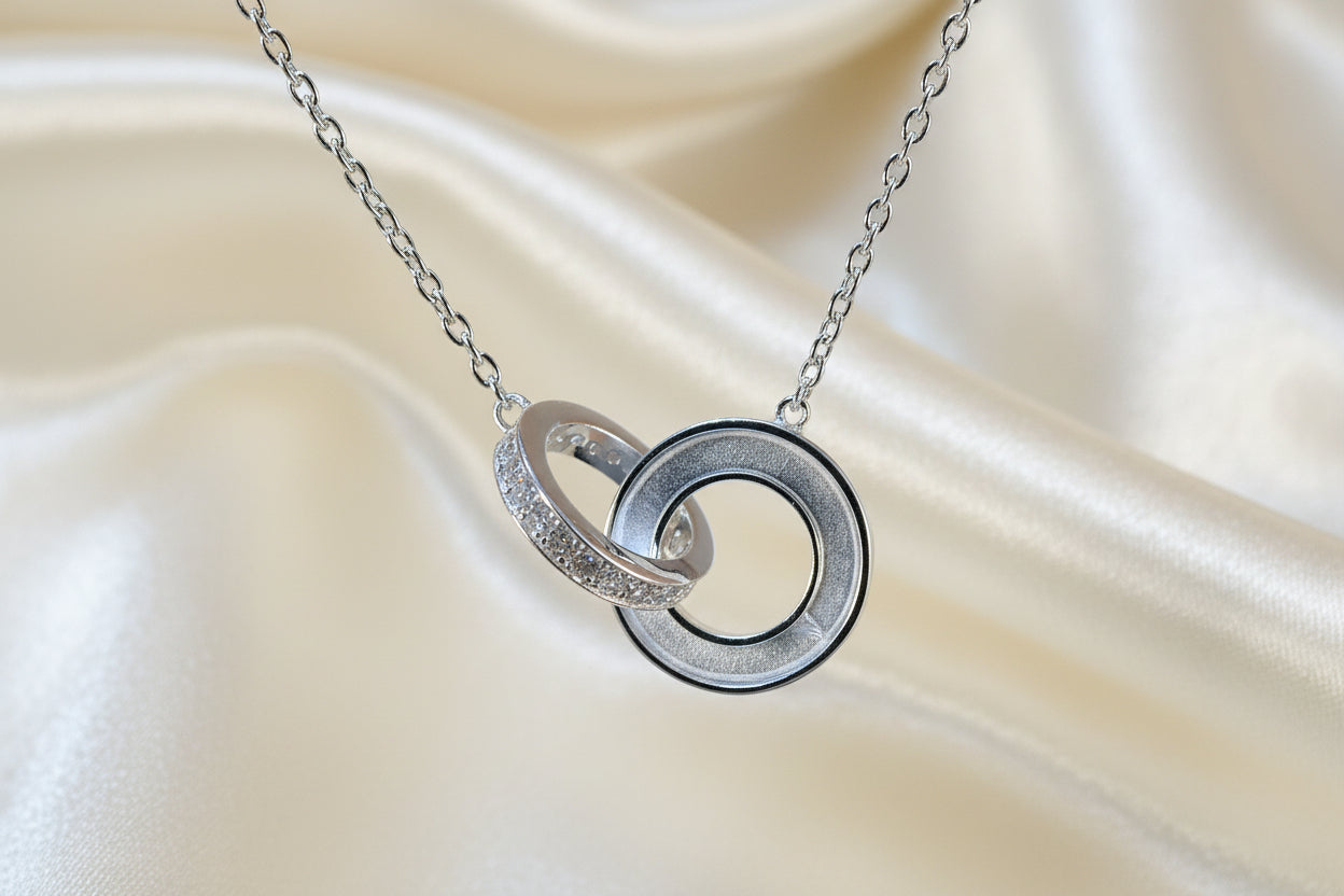 Stunning silver 925 double disc pendant for resin with cz