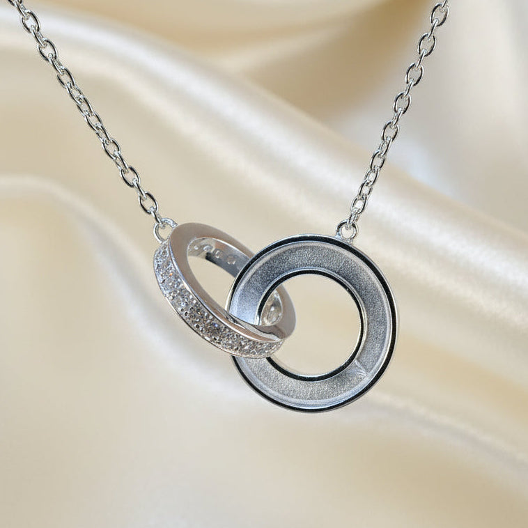 Stunning silver 925 double disc pendant for resin with cz