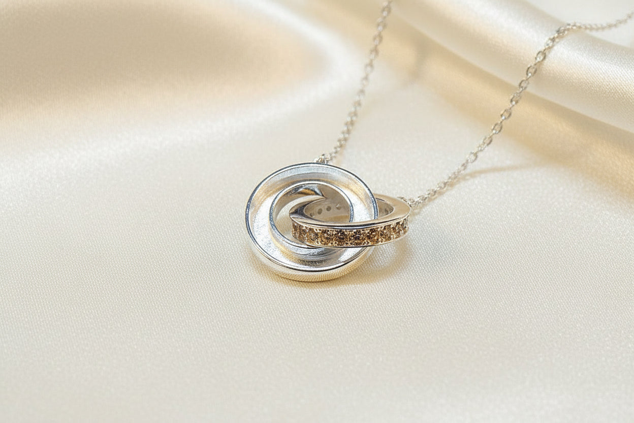 Stunning silver 925 double disc pendant for resin with cz