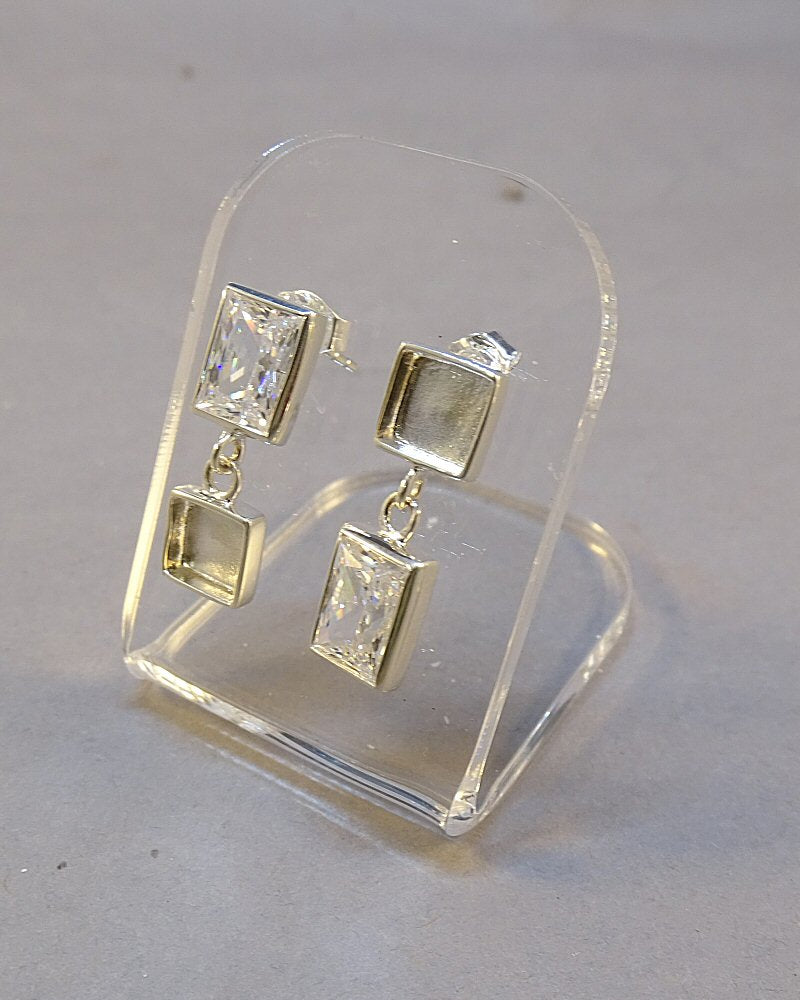 Stunning Silver 925 cz drop earrings to fit 6mm stone or resin