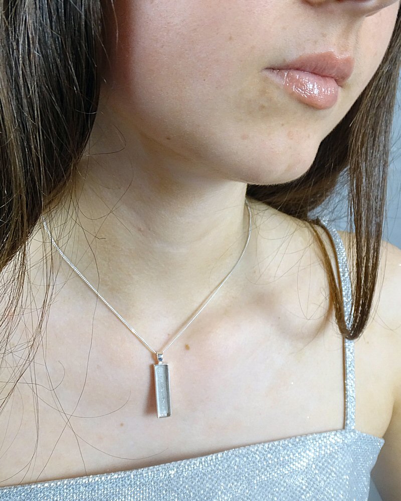 Silver Oblong Solid Back Pendant Setting For Your Own Stones