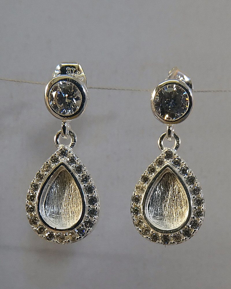 Teardrop CZ Drop Earrings Suitable For Resin