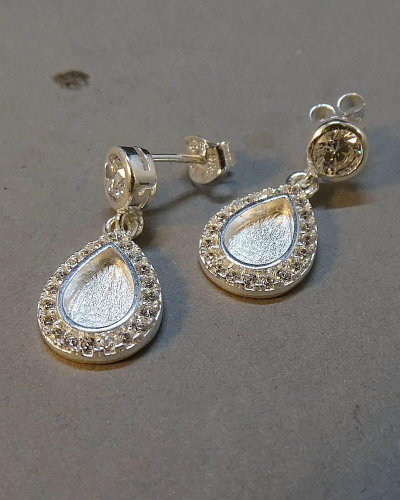 Teardrop CZ Drop Earrings Suitable For Resin