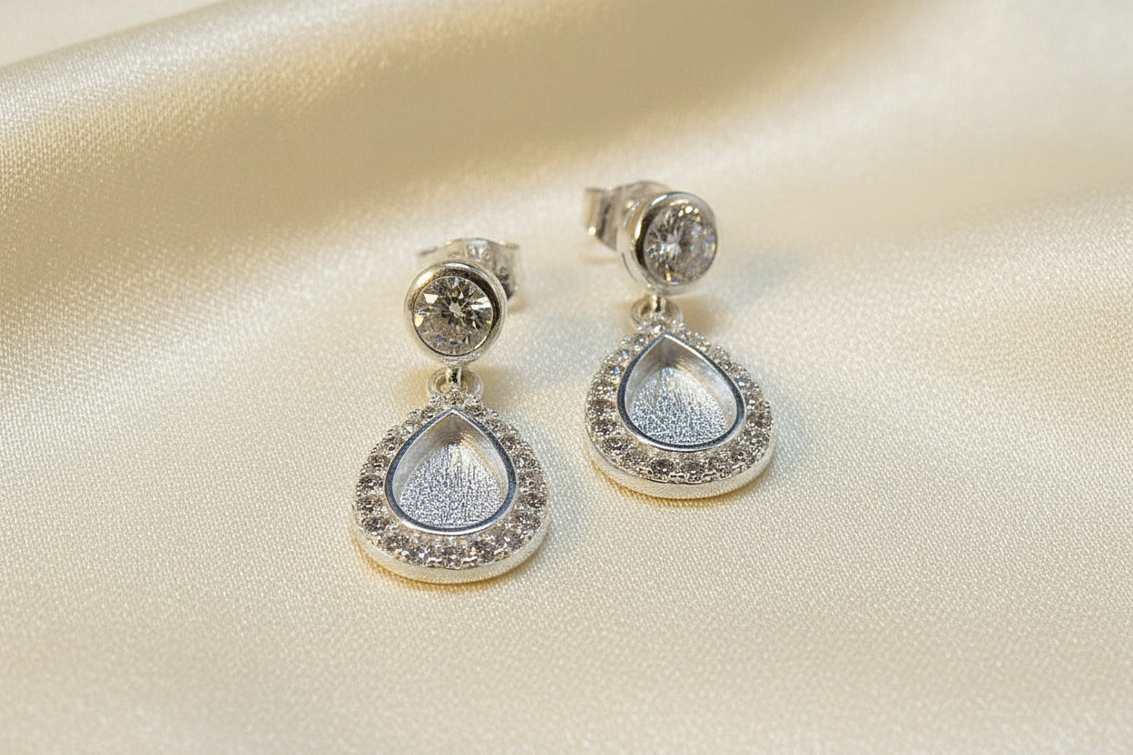 Teardrop CZ Drop Earrings Suitable For Resin