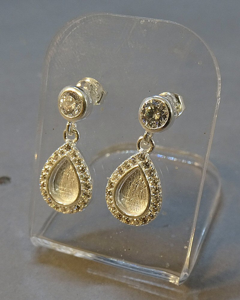 Teardrop CZ Drop Earrings Suitable For Resin