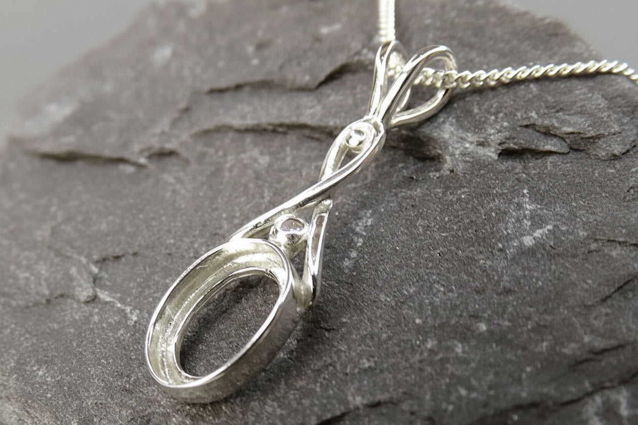 Silver Celtic Pendant Mount For Setting 10x8 Stone