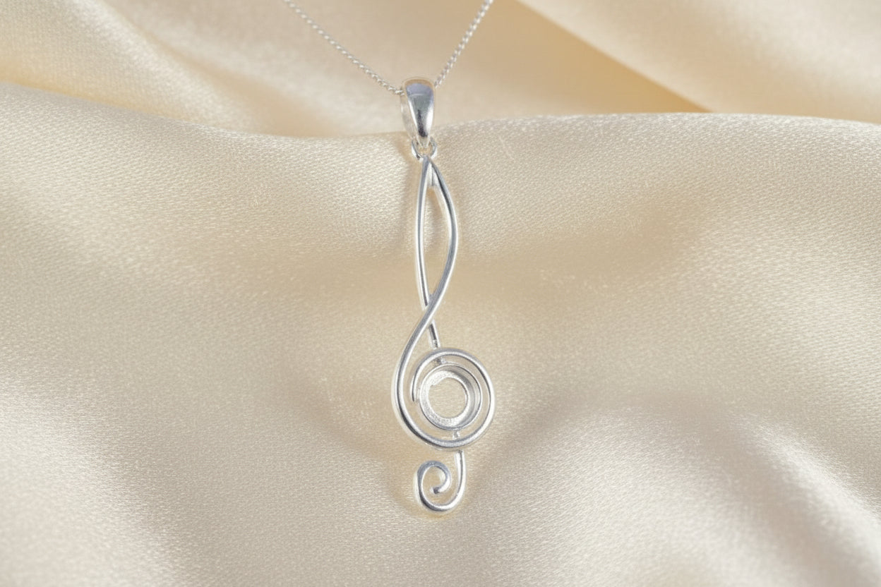 silver music pendant to fit a stone