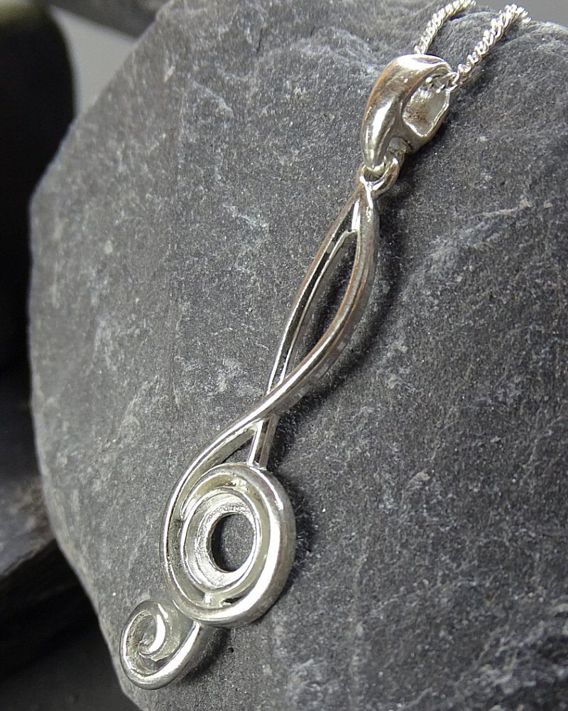 Silver Music Note Pendant Setting To Fit 6mm Stone