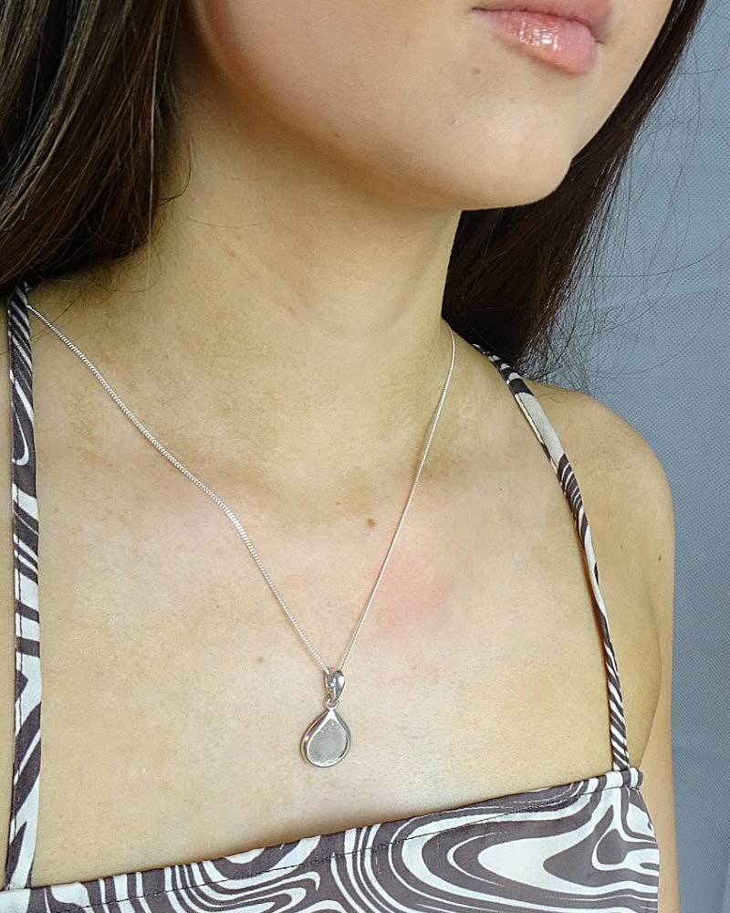 Silver Tear Drop Solid Back Pendant For Resin Or Stones