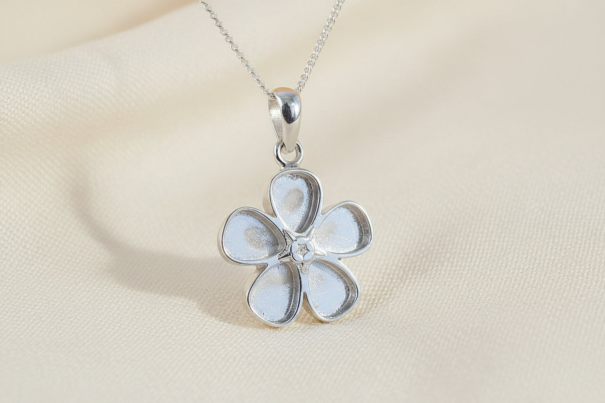 silver forget me not pendant