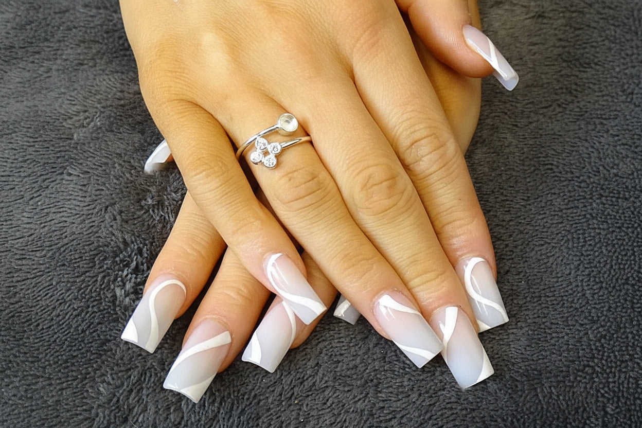 Silver Adjustable Ring For 4mm Cabochon Or Resin With CZ