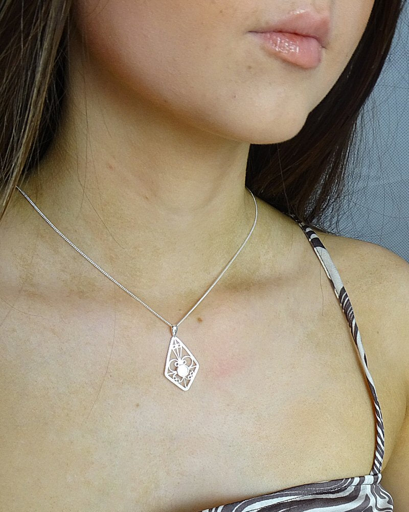 Silver Filigree Pendant Setting For 5MM Gemstone Cabochon