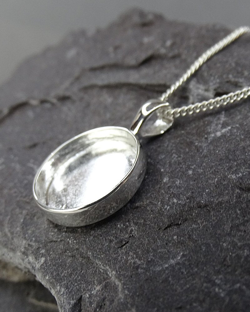 Round Silver Pendant Setting For Resin Or 13.8mm Round Stone