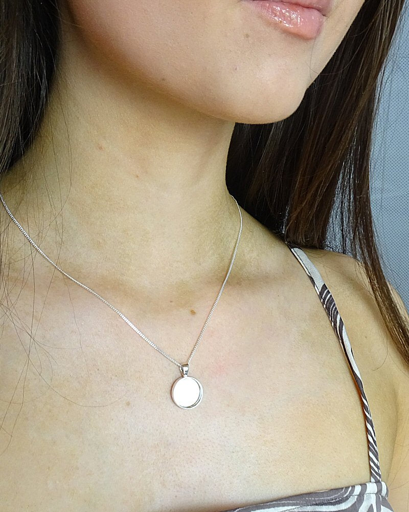 Round Silver Pendant Setting For Resin Or 13.8mm Round Stone