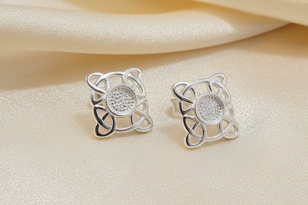 Solid Silver Celtic Earrings Suitable For Resin Or 5MM Cabochons