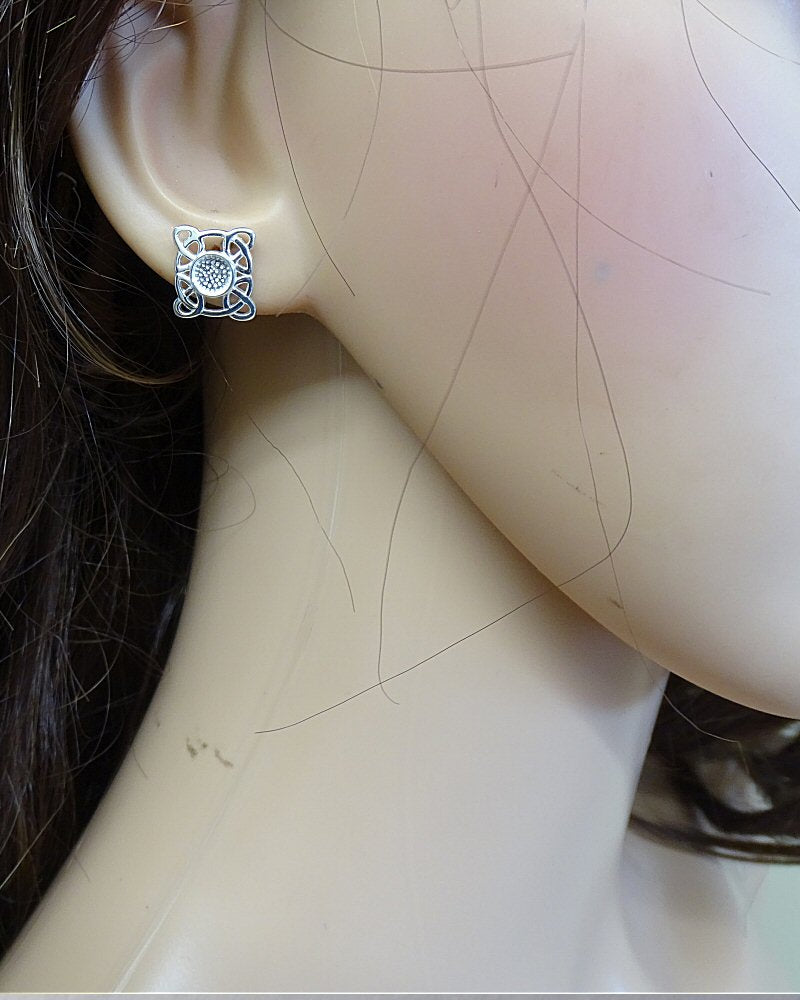 Solid Silver Celtic Earrings Suitable For Resin Or 5MM Cabochons