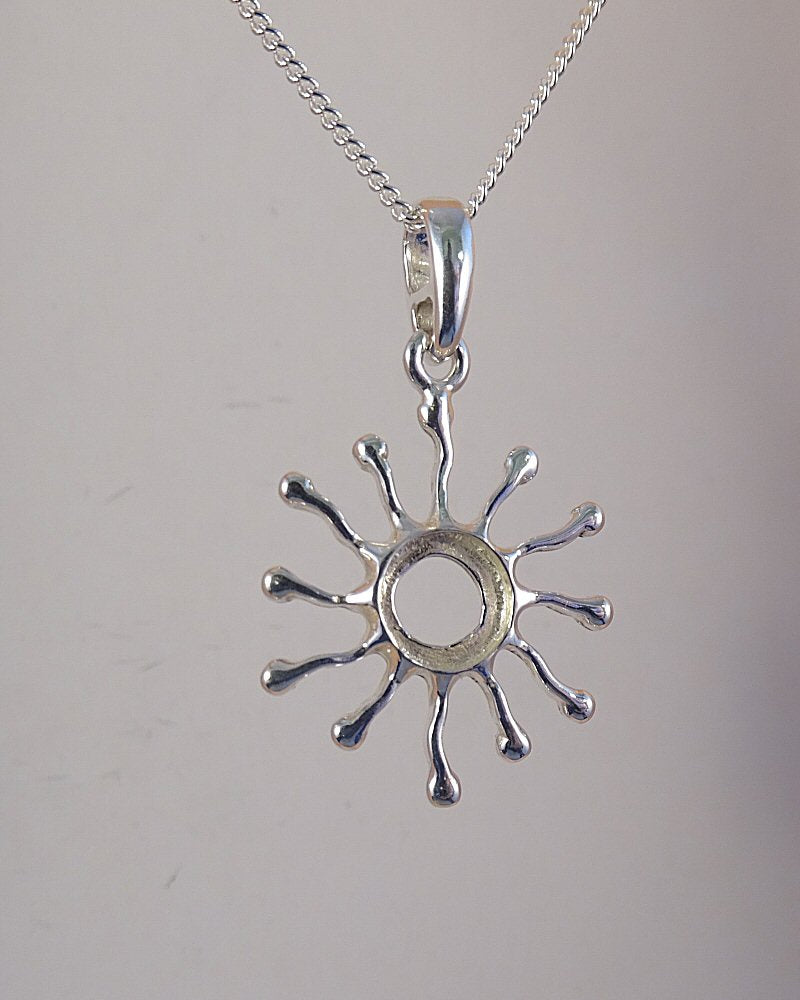 Silver 925 Sun Burst Pendant To Fit 7mm Stone