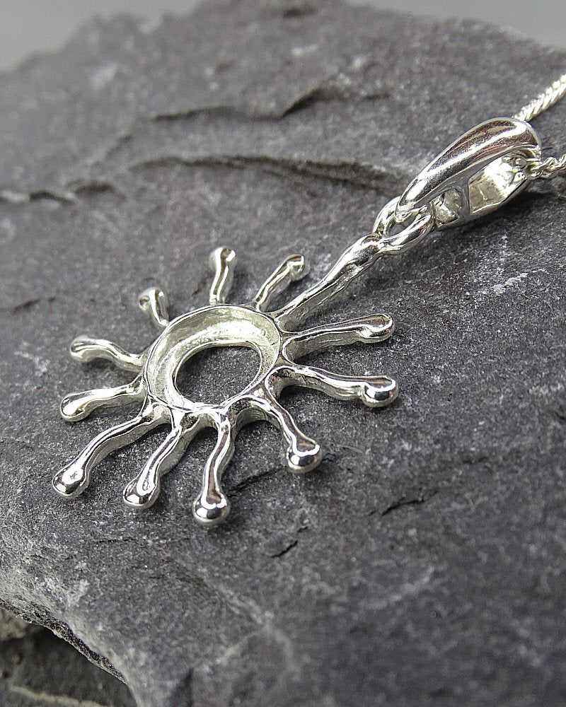 Silver 925 Sun Burst Pendant To Fit 7mm Stone