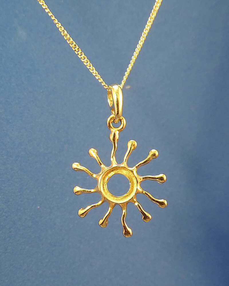 Solid gold Sunburst Pendant To Fit 7mm