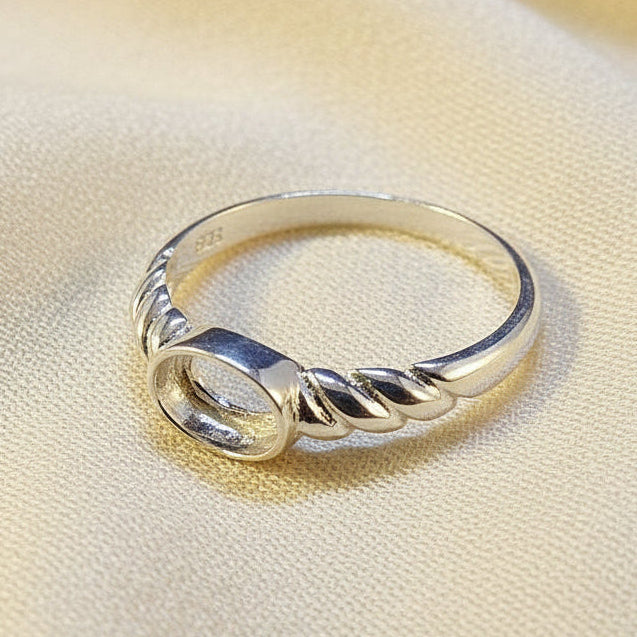 Silver Ring Setting For 7x5 Stone