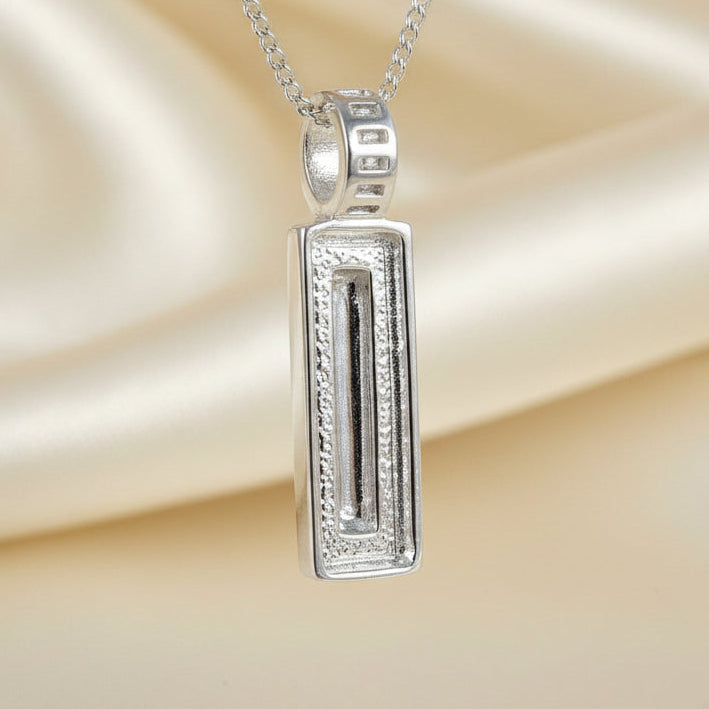 Silver Oblong Pendant Setting For Stone approx 18x6 mm