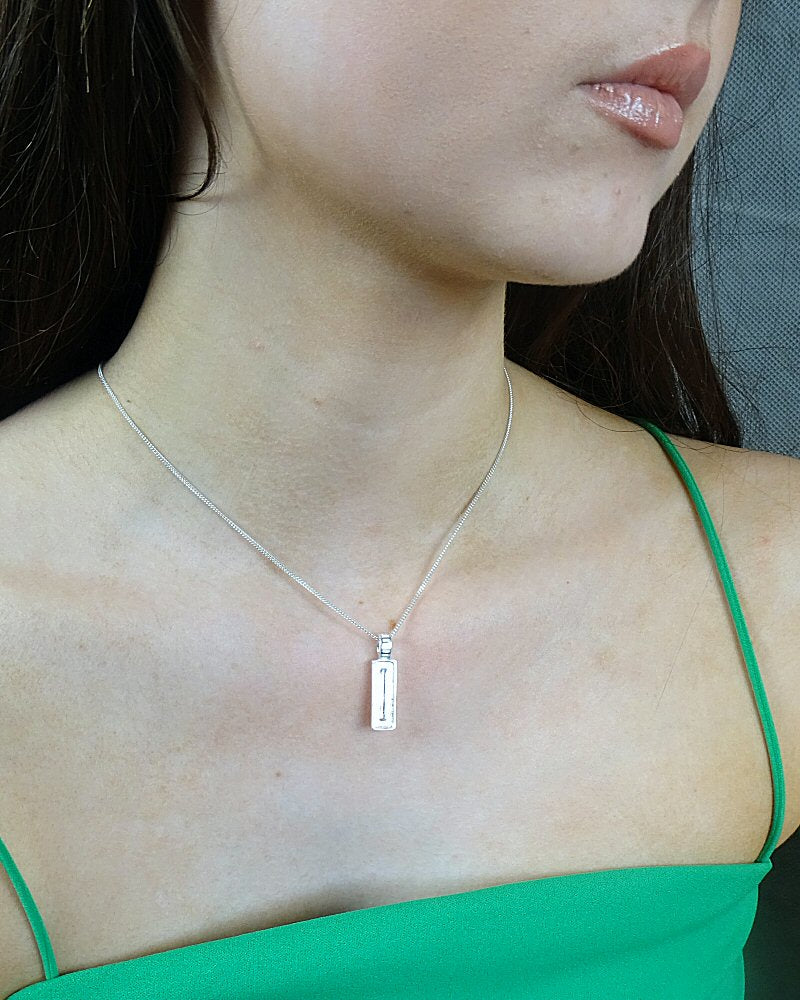 Silver Oblong Pendant Setting For Stone approx 18x6 mm