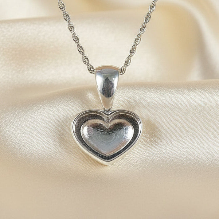 silver heart pendant for resin