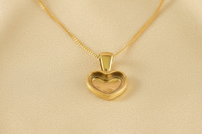 Solid Gold Heart Pendant Suitable for Resin