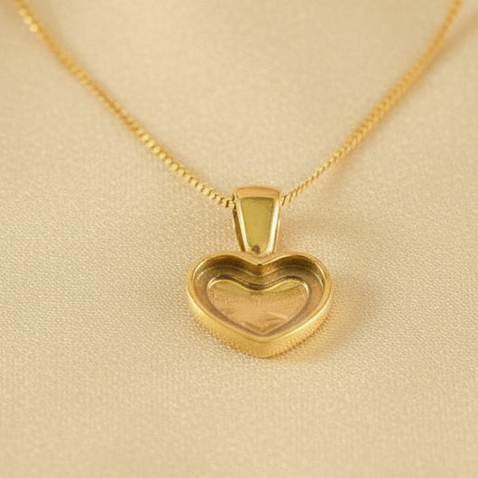 Solid Gold Heart Pendant Suitable for Resin