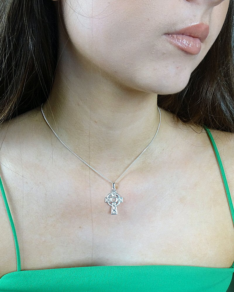 Small Solid Silver Celtic Cross finding for 5mm cabochon