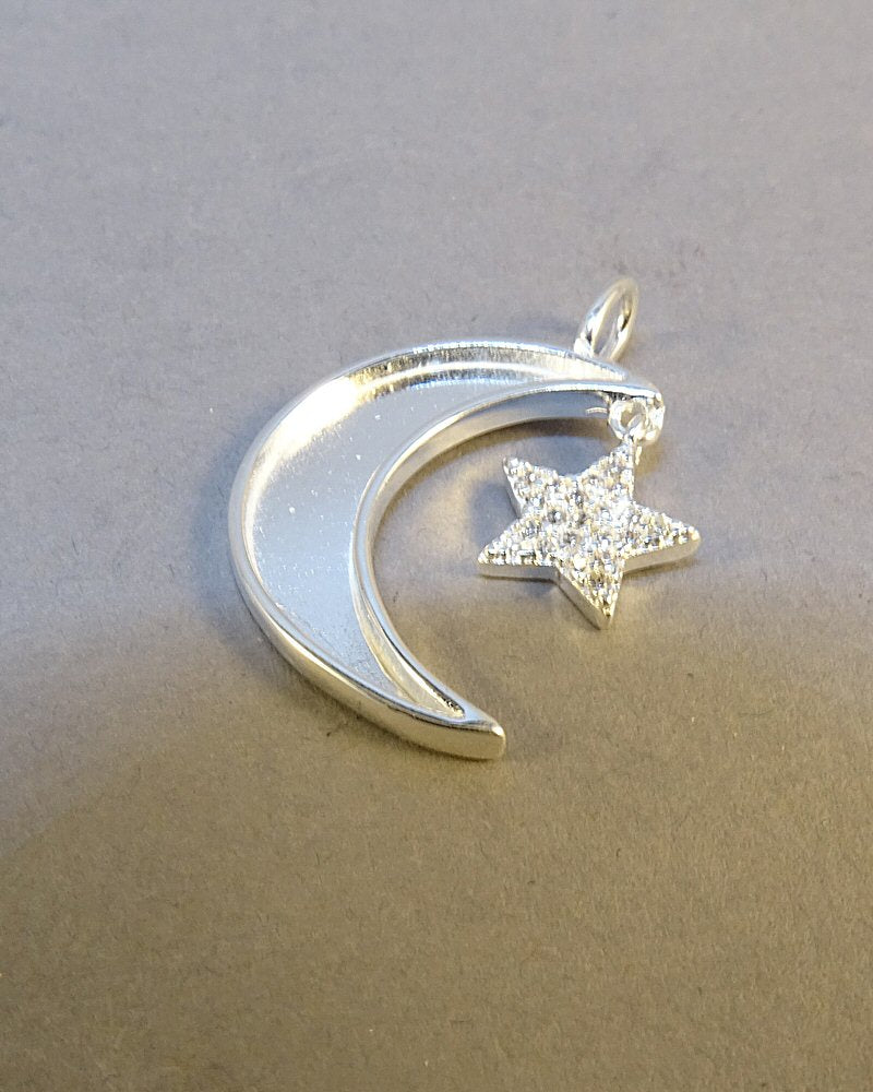 Solid Silver Moon And Star Pendant Suitable for resin