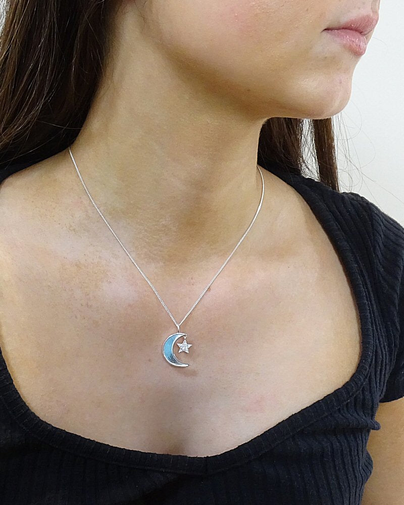 Solid Silver Moon And Star Pendant Suitable for resin