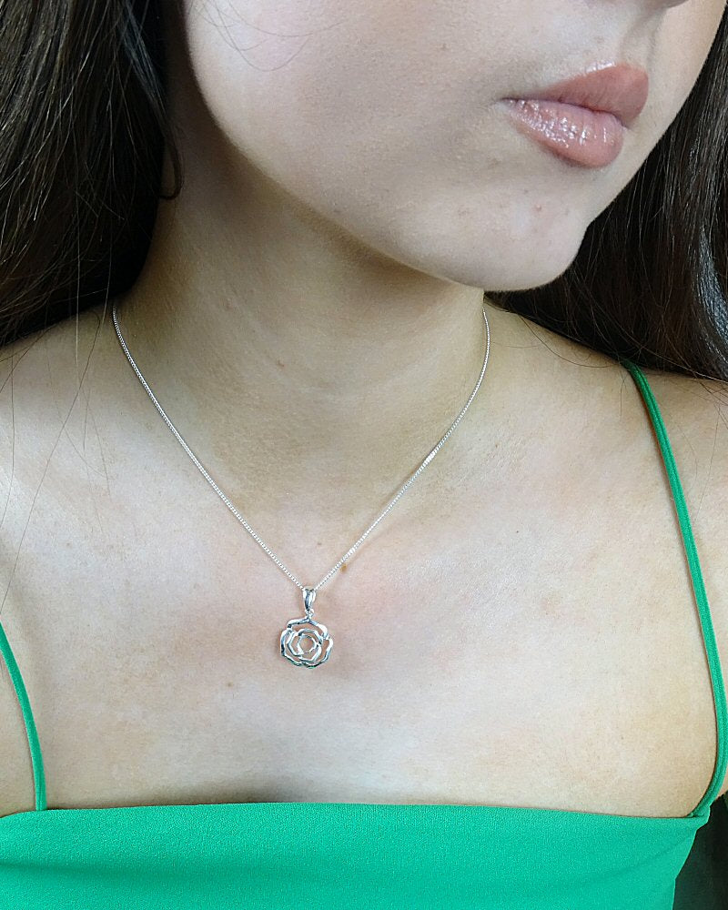 Solid Silver Rose Style Pendant Mount for 6mm stone