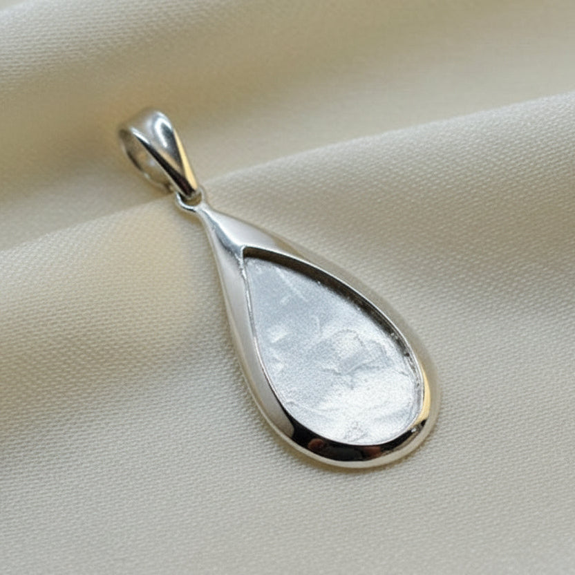 Pear Shape Solid Back Silver Pendant Good For Resin