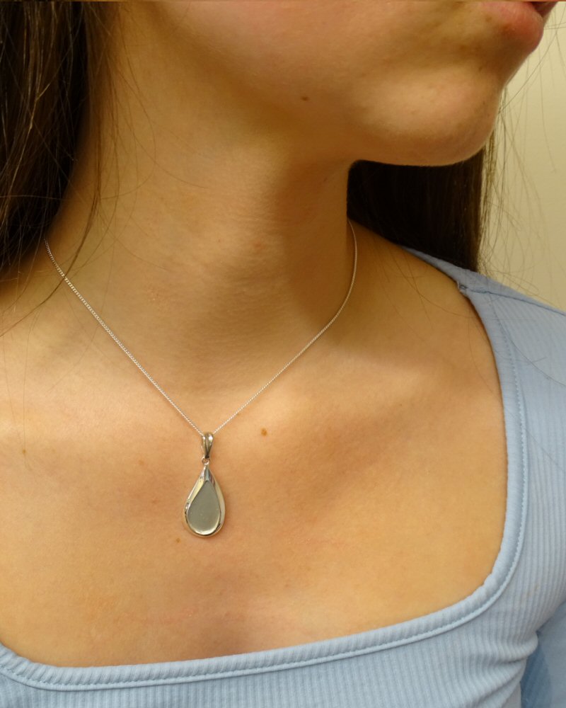 Pear Shape Solid Back Silver Pendant Good For Resin