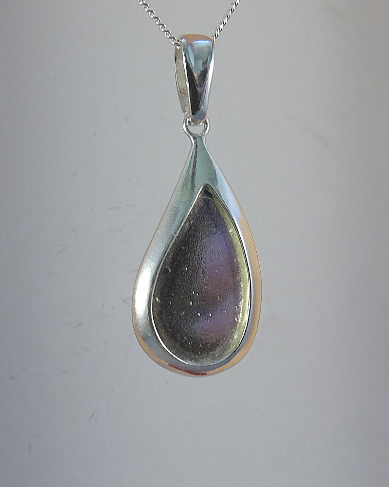 Pear Shape Solid Back Silver Pendant Good For Resin