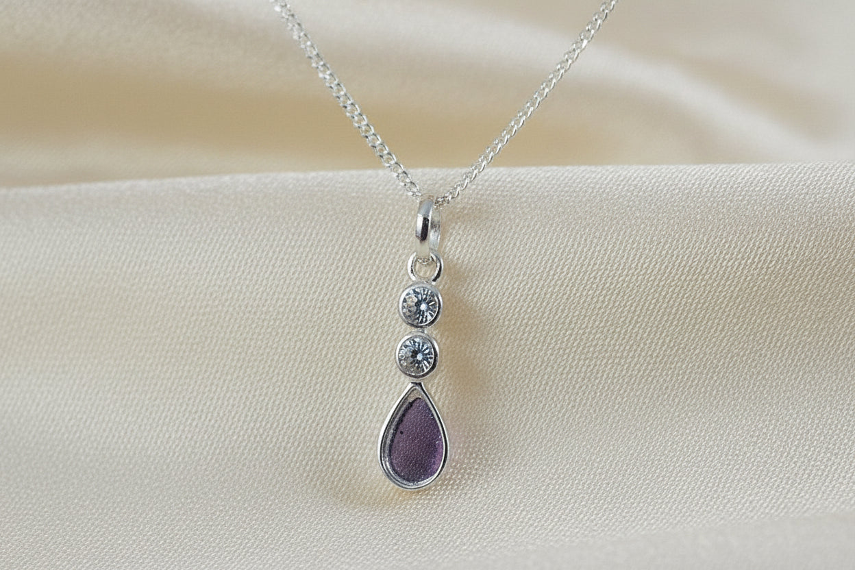 silver an cz teardrop pendant