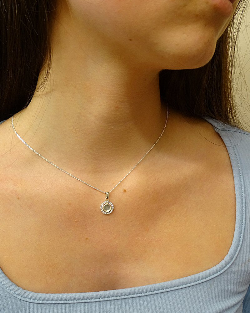 Dainty Silver CZ Pendant for 6mm cabochon or Resin