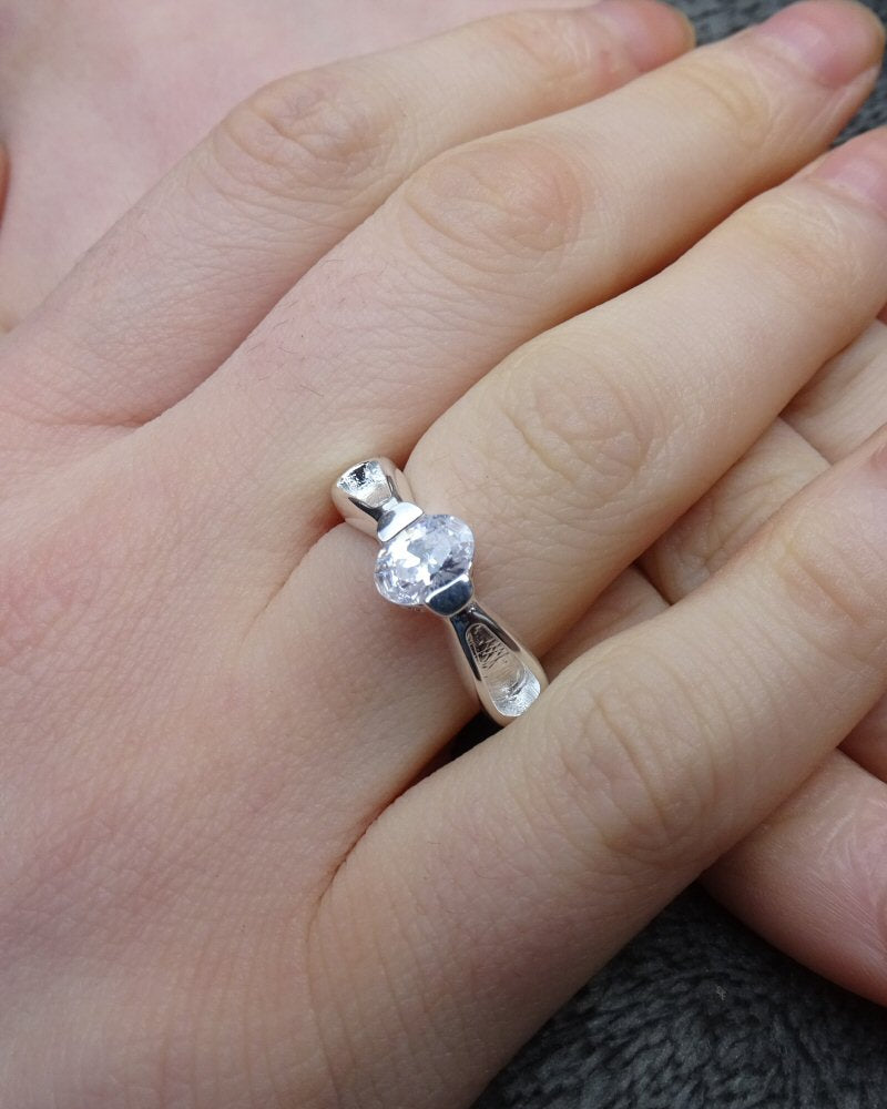 Stunning Silver Solitaire Ring With Shoulder Channel For Resin