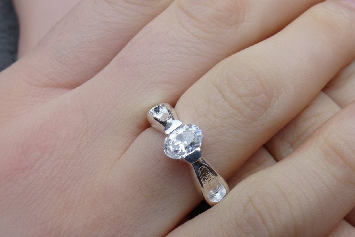 Stunning Silver Solitaire Ring With Shoulder Channel For Resin