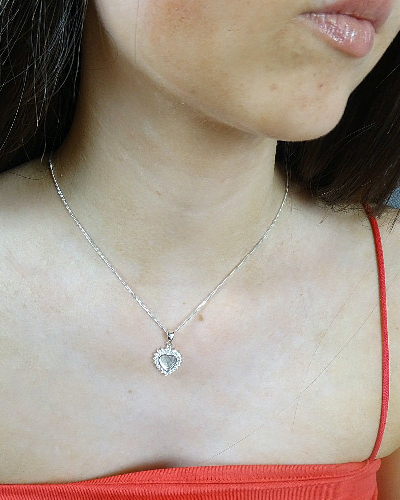 Stunning Silver Heart Pendant With cz Suitable For Resin