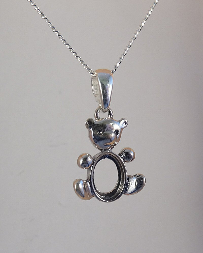 silver teddy bear pendant