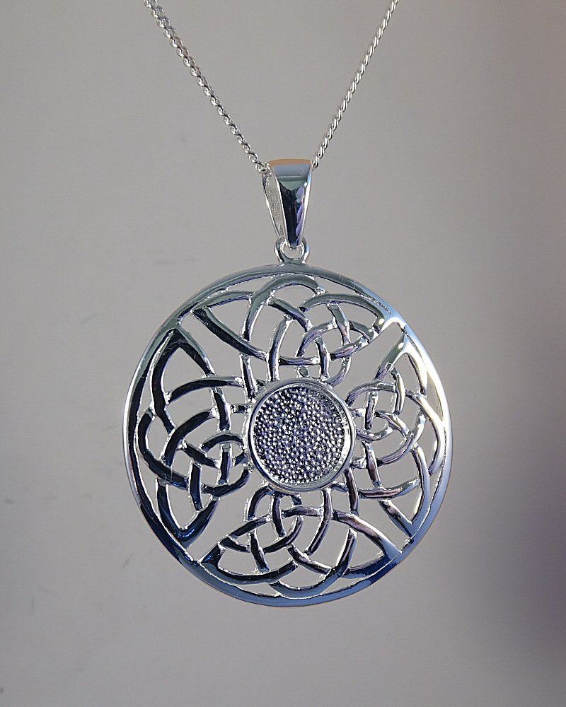 Round silver 925 Celtic Pendant Setting For 8mm Stone
