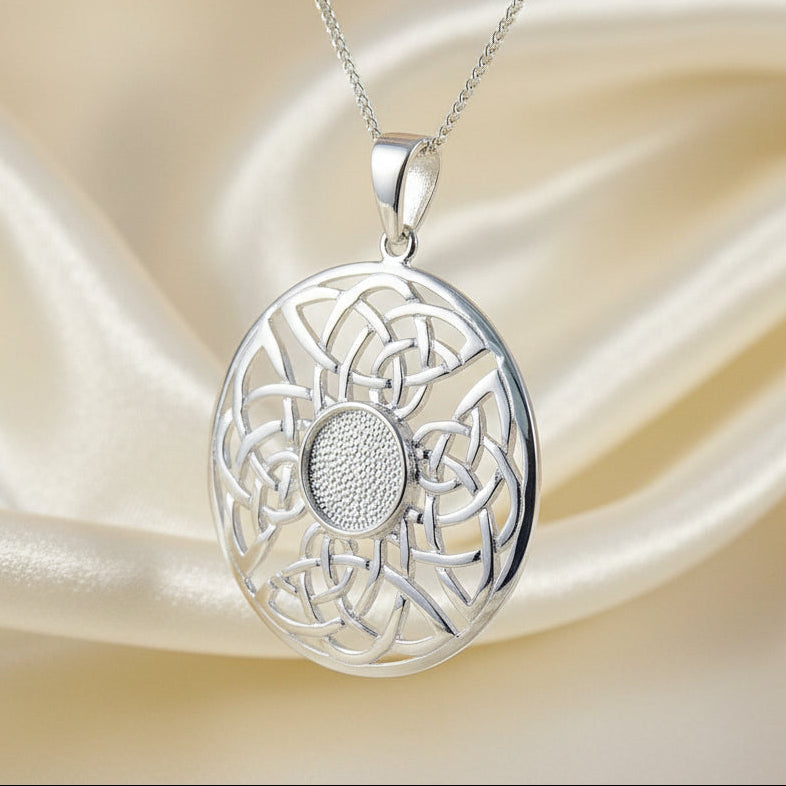 Round silver 925 Celtic Pendant Setting For 8mm Stone