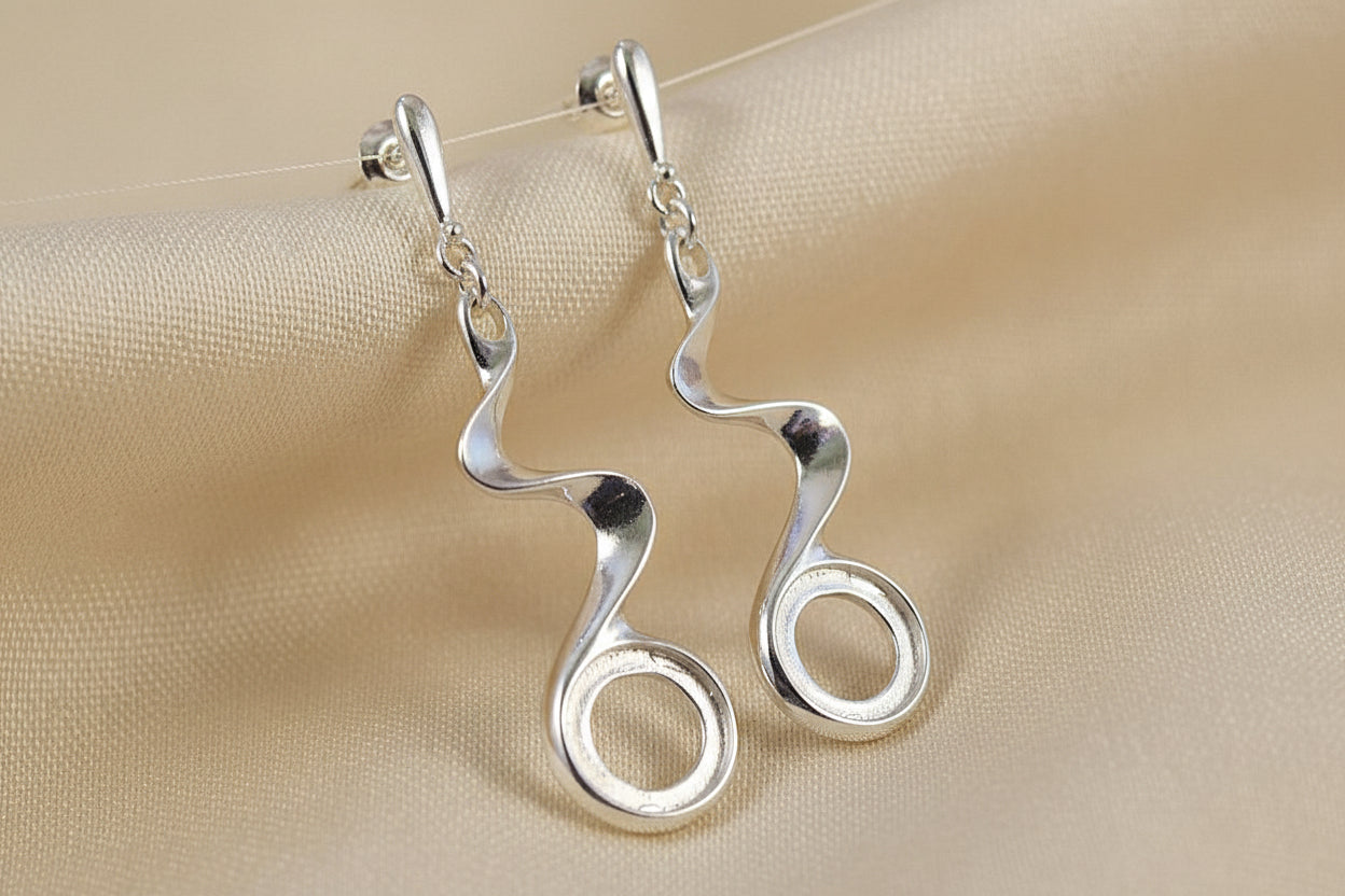 Modern Style Drop Earring Bezels For 10mm Stone