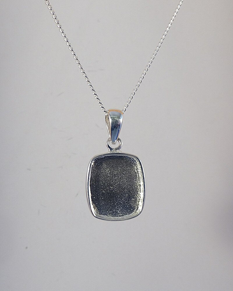 Silver 10x12 Rectangular Solid Back Pendant Bezel