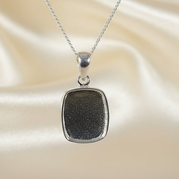 Silver 10x12 Rectangular Solid Back Pendant Bezel