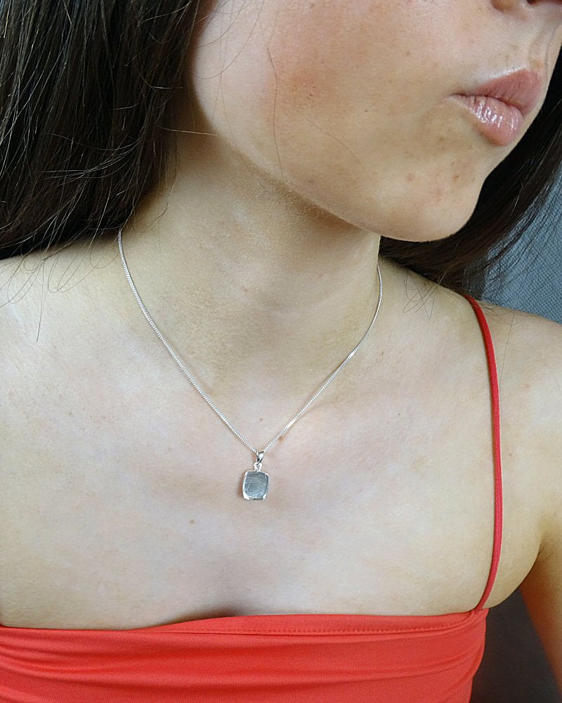 Silver 10x12 Rectangular Solid Back Pendant Bezel