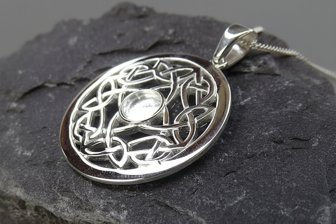 Solid Silver Celtic Style Pendant to fit 6mm Cabochon Or Resin
