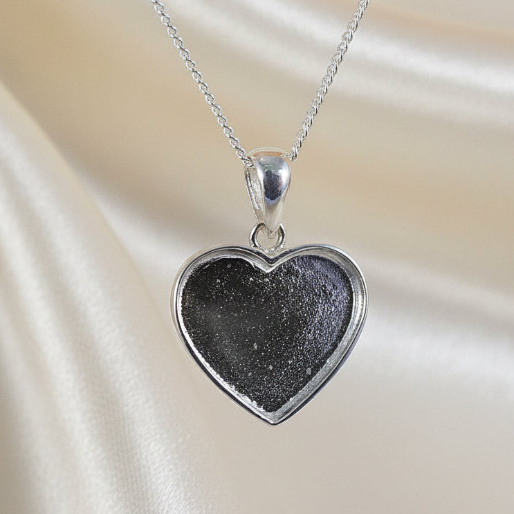 silver heart memorial pendant blank